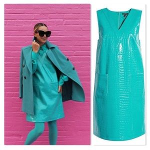 Halogen x Atlantic-Pacific Croc Embossed Faux Leather Shift Dress